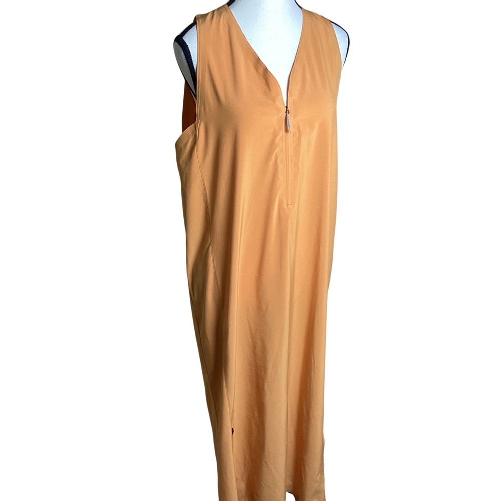 Lululemon Lab Womens Sleeveless Quarter Zip Maxi Dress Ochre Orange Side Slits